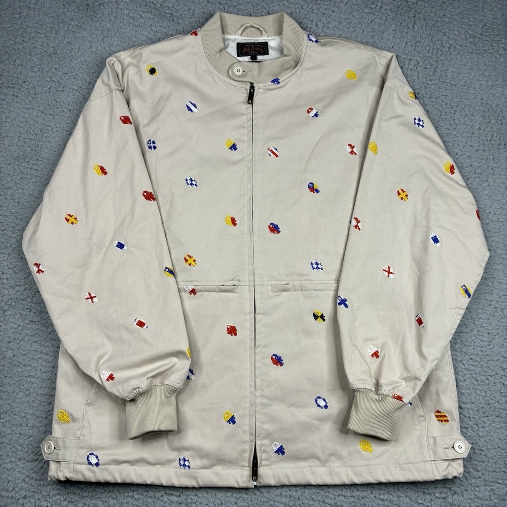 Beams Plus Nautical Embroidered Bomber Jacket Beige Japan Men's Large